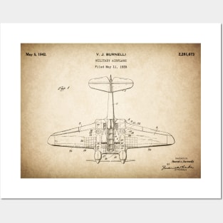 Military Airplane - 1939 Burnelli Patent Drawing - S Posters and Art